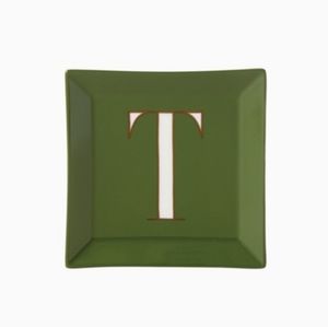 Kate Spade “T” motif jewelry tray green